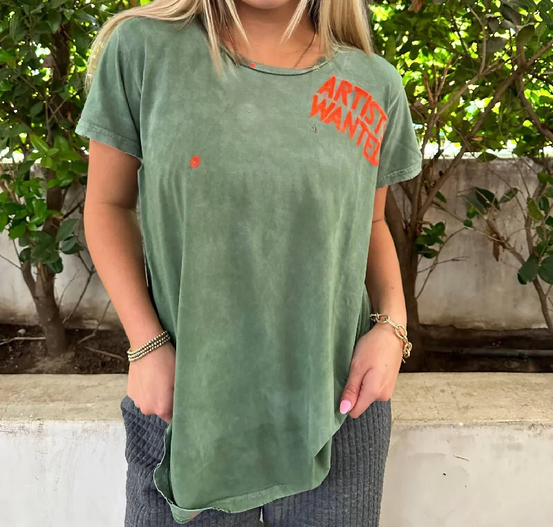 Artistwanted Paint Short Sleeve Tee In Green