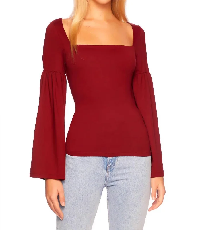 Bell Sleeve Top In Oxblood