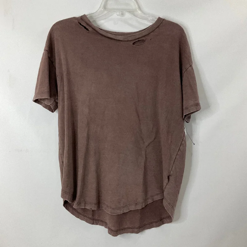 Brown Top Short Sleeve Basic Aerie, Size S