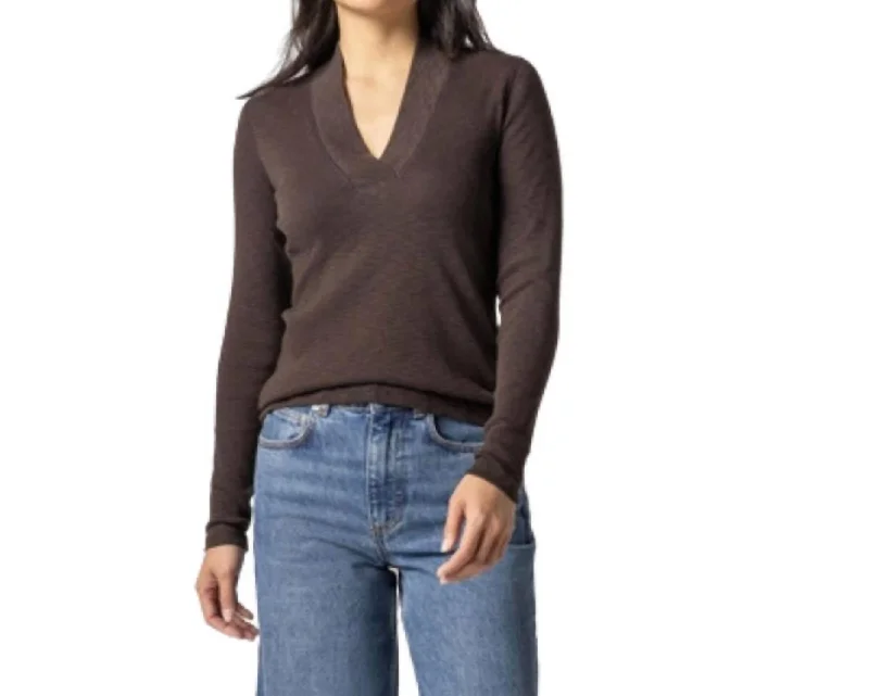 Long Sleeve Shawl Neck Top In Java