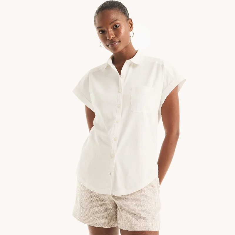 Nautica Womens Short-Sleeve Boyfriend Shirt