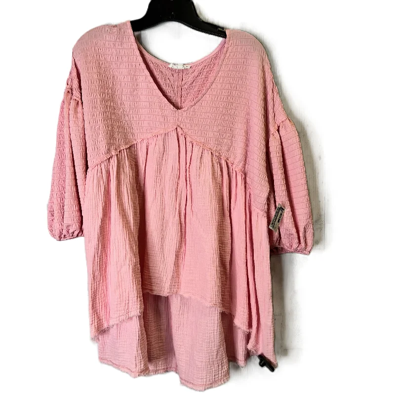 Pink Top Short Sleeve By Clothes Mentor, Size: M