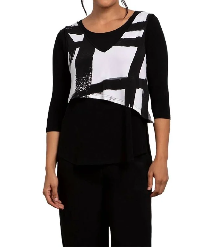 Reversible Angle Smock Top In Print Abstract