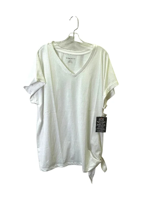 White Top Short Sleeve By Woman Within, Size: 1x