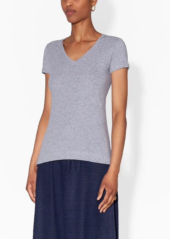 Womens Short Sleeve V-Neck T-Shirt In Pima Cotton