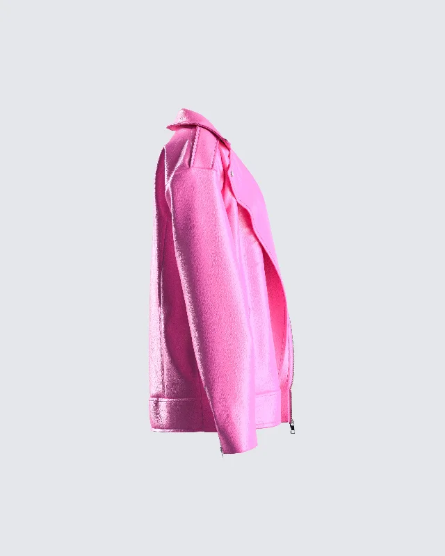 Ayse Pink Faux Leather Jacket Ayse Pink Faux Leather Jacket