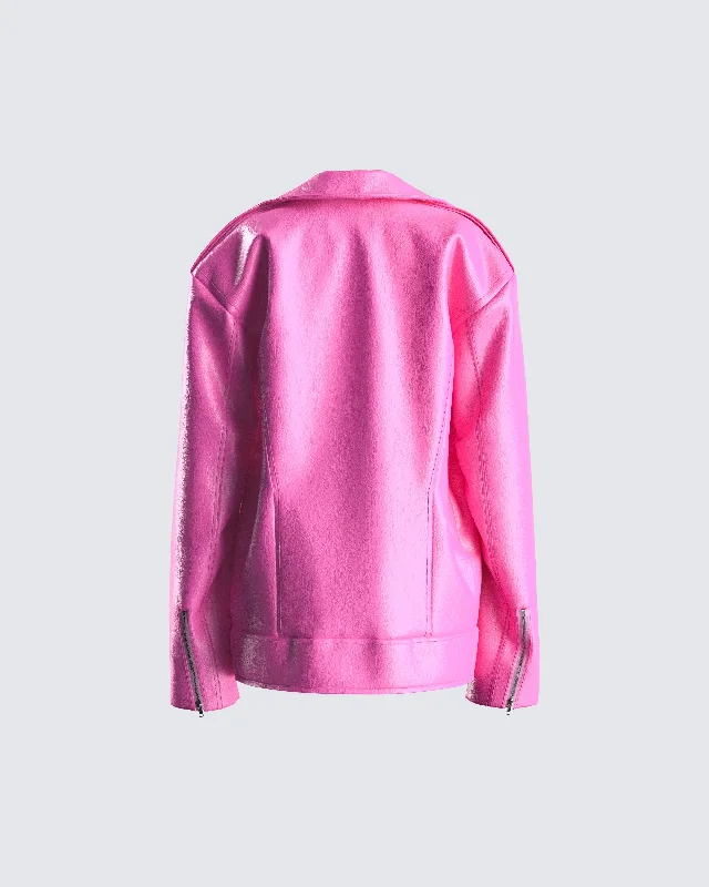 Ayse Pink Faux Leather Jacket Ayse Pink Faux Leather Jacket