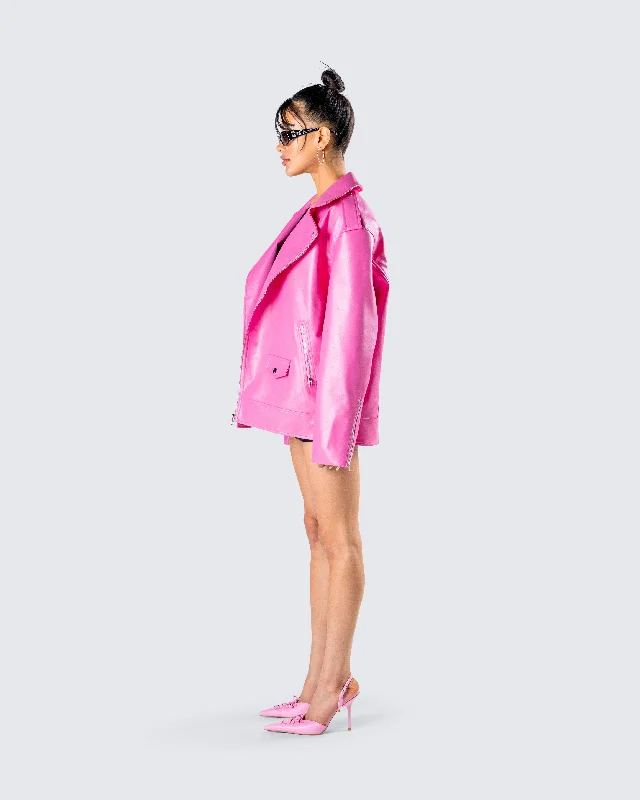 Ayse Pink Faux Leather Jacket Ayse Pink Faux Leather Jacket