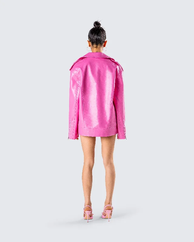 Ayse Pink Faux Leather Jacket Ayse Pink Faux Leather Jacket
