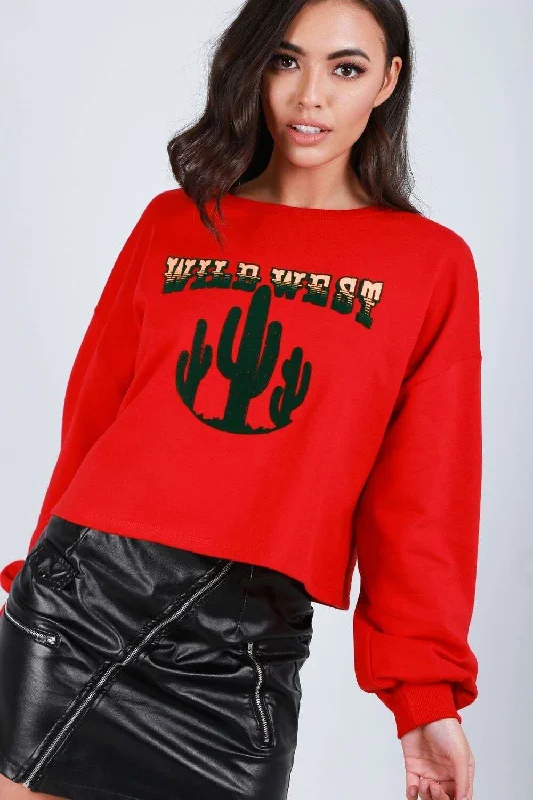 Ella Wild West Slogan Cropped Sweatshirt